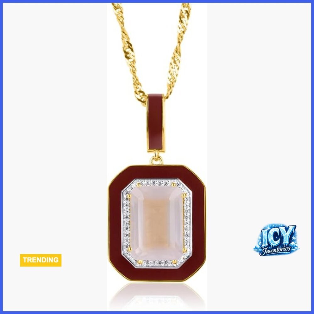 14k Gold-Plated Sterling Silver Rose Quartz Pendant Necklace